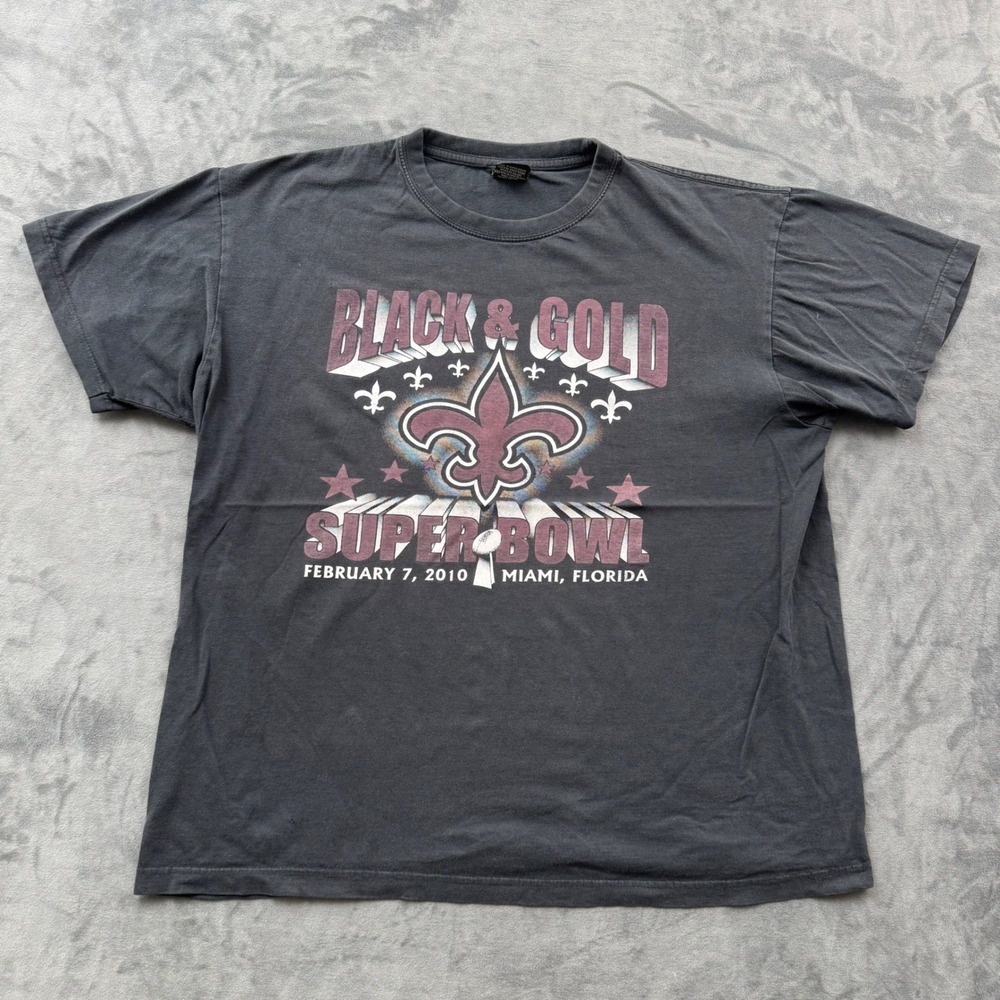Sada New Orleans Saints 2010 Super Bowl XLIV Black & Gold Graphic T-Shirt 1X